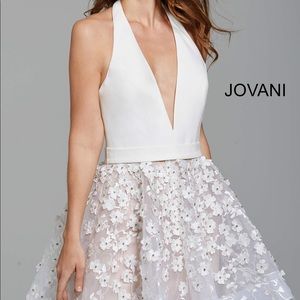 Jovani Fit & Flare Halter Neckline Backless Dress